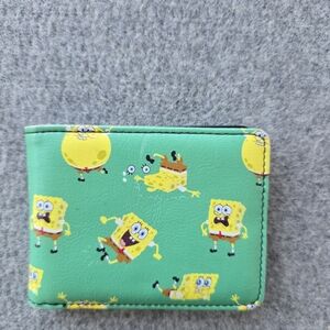 Buckle-Down Fold Wallet SpongeBob SquarePants Poses Scattered Green